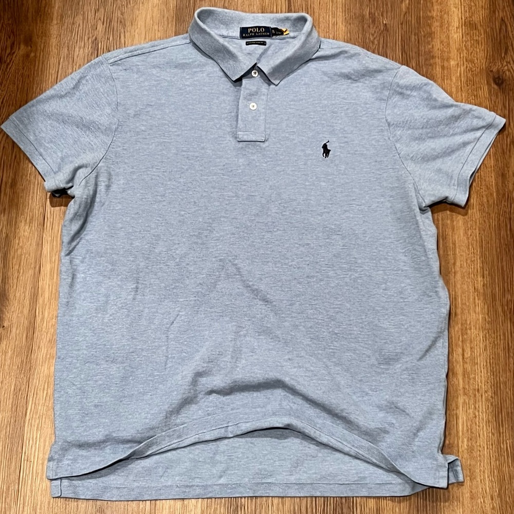 Polo Ralph Lauren Mens Classic Short Sleeve Cotton Polo Powder Blue SIZE XL